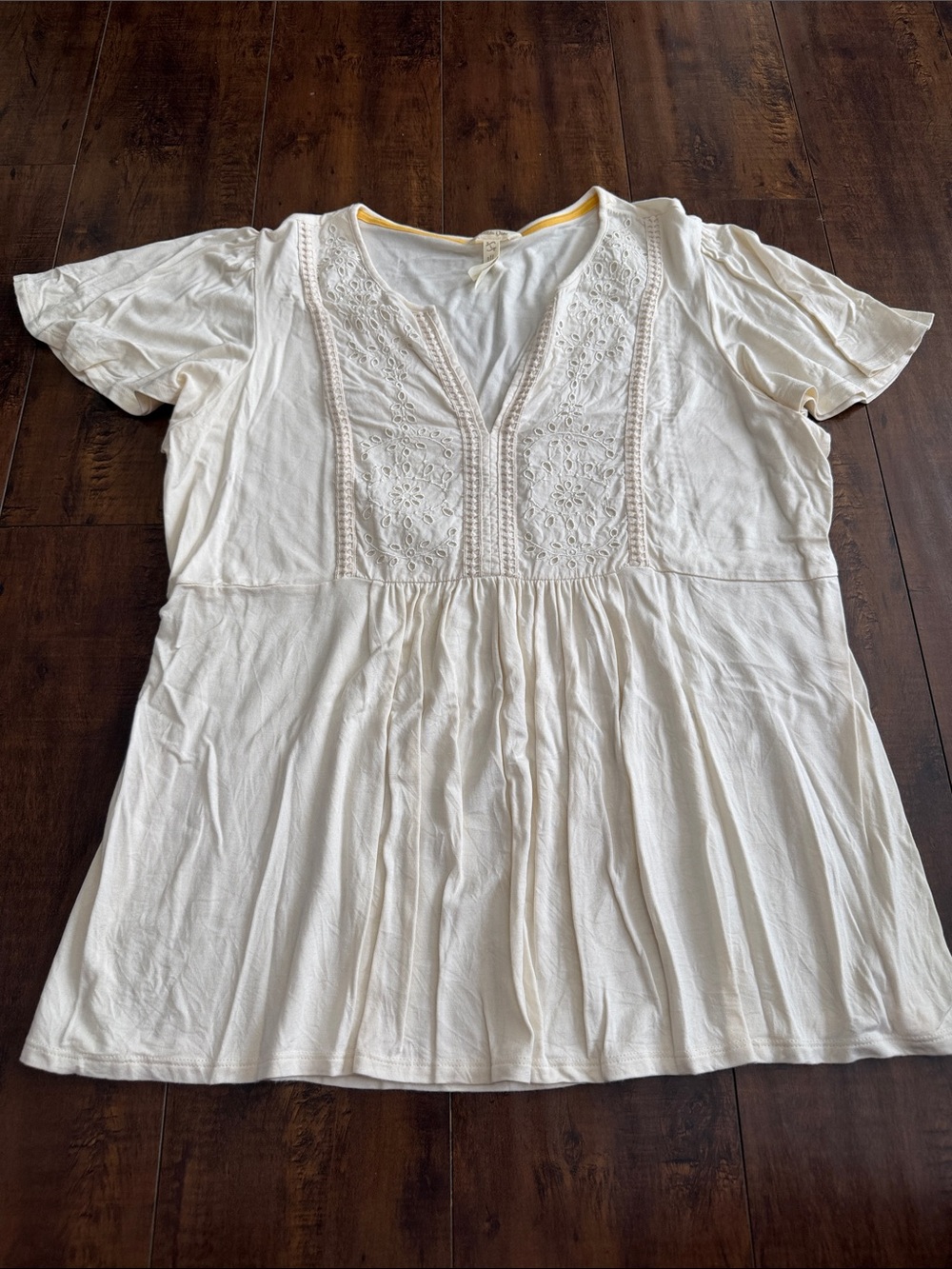 Matilda Jane Cream Embroidered V-Neck Tunic Top